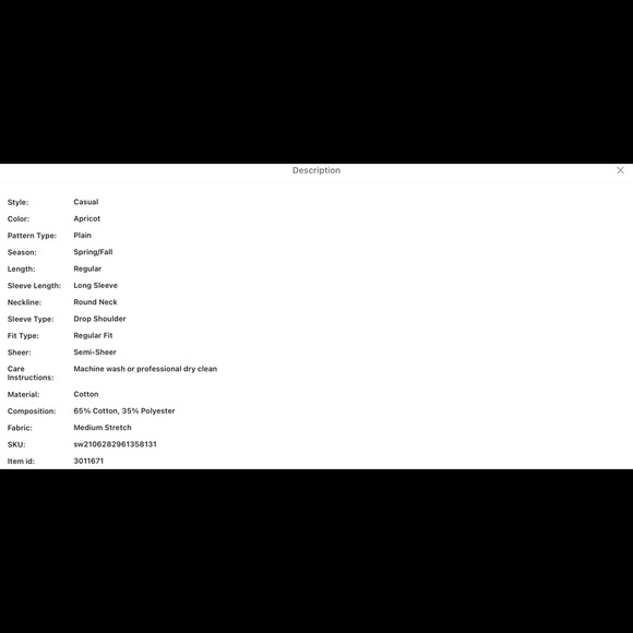 PLUS SIZE APRICOT SOLID DROP SHOULDER LONG SLEEVE - Picture 6 of 7